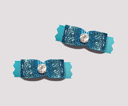 #T9054 - 3/8" Dog Bow - Gorgeous Glitter, Electric Blue