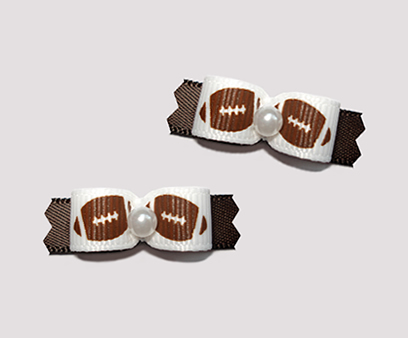 #T9068 - 3/8" Dog Bow - Football Fever, on Brown