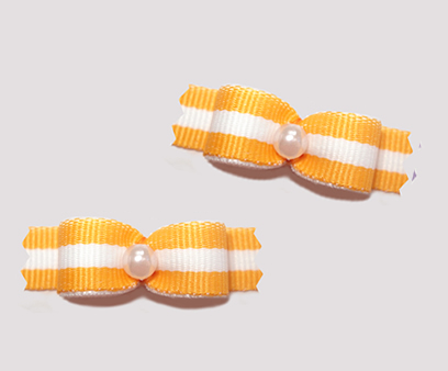 #T9081 - 3/8" Dog Bow - Beach Towel Stripe, Hazy Days Orange
