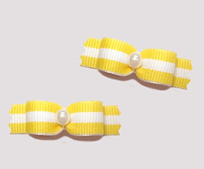#T9083 - 3/8" Dog Bow - Beach Towel Stripe, Sunny Yellow