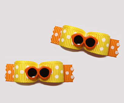#T9111 - 3/8" Dog Bow - Summer Sizzle Sunglasses, Yellow/Orange