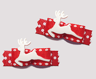 #T9119 - 3/8" Dog Bow - Classic Winter Reindeer, Red/White