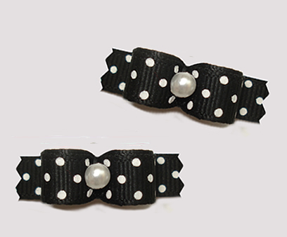 #T9215 - 3/8" Dog Bow - Classic Midnight Black with White Dots