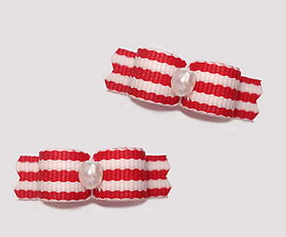 #T9247 - 3/8" Dog Bow - Sweet Red/White Candy Cane Stripes