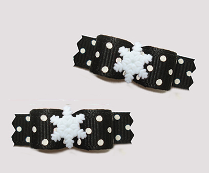 #T9299 - 3/8" Dog Bow - Let It Snow! Classic Black, Snowflake