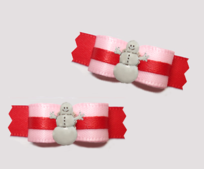 #T9328 - 3/8" Dog Bow - Sweet Baby Pink/Red, Snowman