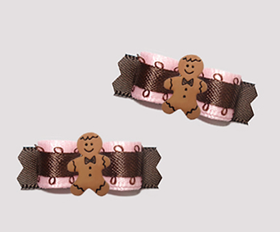 #T9333- 3/8" Dog Bow- Soft Pink/Chocolate Brown, Gingerbread Man