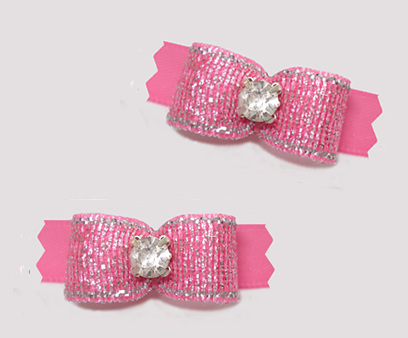 #T9373 - 3/8" Dog Bow - Shimmer & Shine, Perfect Pink - Click Image to Close