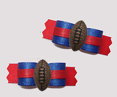 #T9387 - 3/8" Dog Bow - Team Spirit, Blue/Red, Football