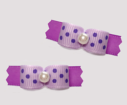 #T9497 - 3/8" Dog Bow - Delightful Dots, Shades of Purple