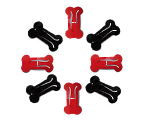 #SC0382RB - Dog Snap Clips - Mini Bones x 8, Red/Black