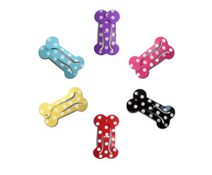#SC0382 - Dog Snap Clips - Mini Bones with Dots x 6, Assorted