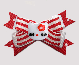 #BTQM973- Mini Boutique Bow Hello Little Kitty, Sweet Stripes