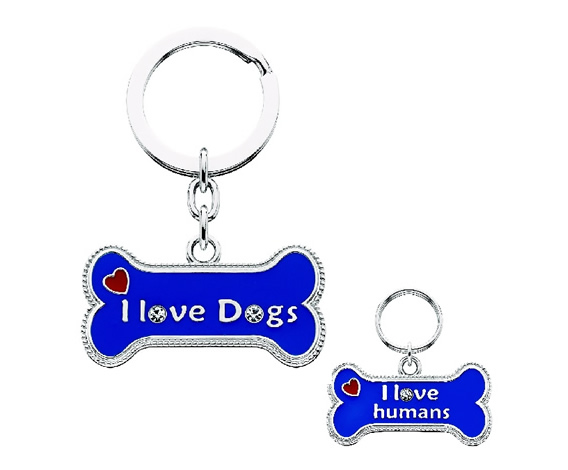 Key Chain/Collar Charm Set - "I Love Dogs / "I Love Humans"